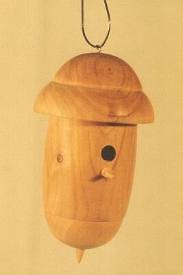 miniature birdbox; cypresss; Ø 2,5 a 3,2 x 5,5 cm