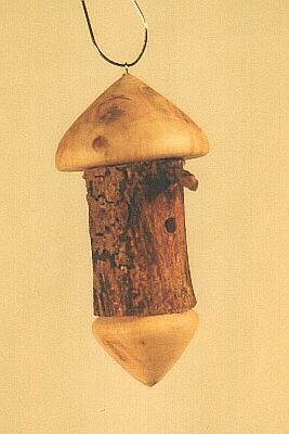 miniature birdbox; pine; Ø 1,8 a 2,8 x 5,7 cm
