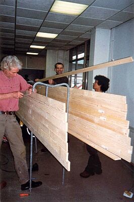 Hans Huijsman, Rik Mars and Jos Djuwadi at work on WereldBoe